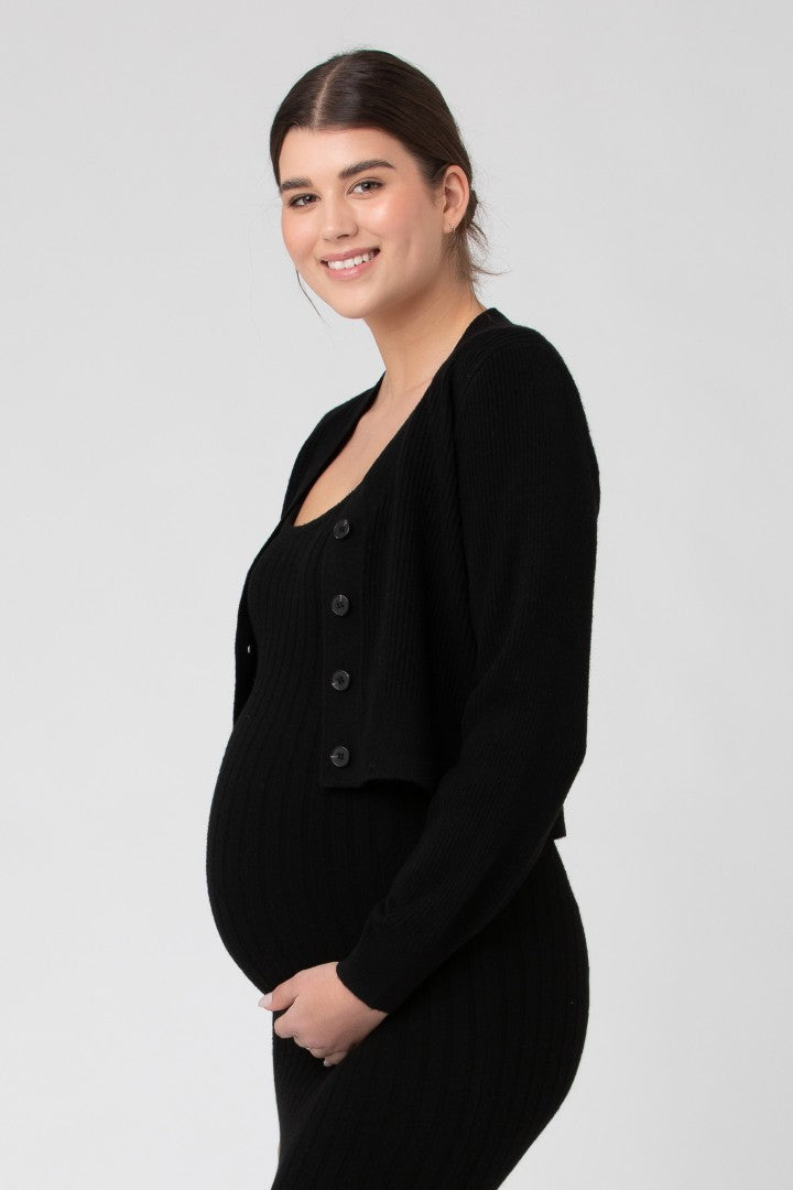 Tiffany Crop Knit Maternity Cardi | Black | Ripe Maternity | Maternity Sweaters Canada