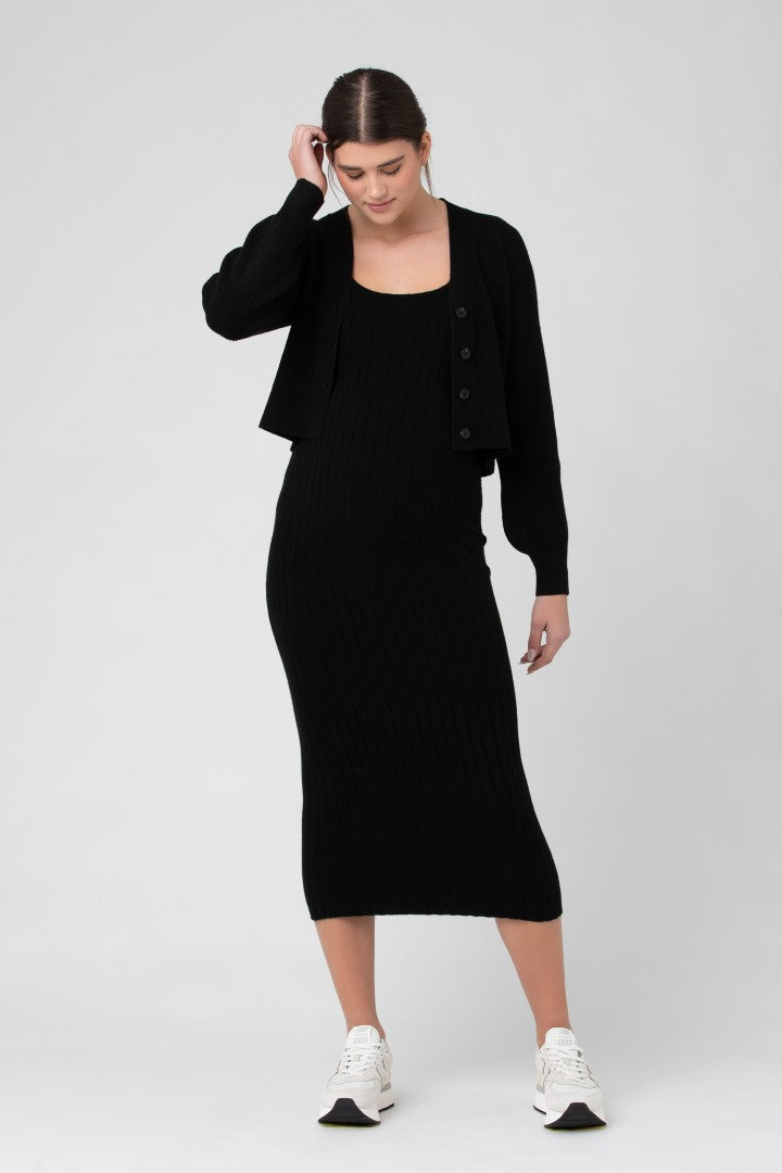 Tiffany Crop Knit Maternity Cardi | Black | Ripe Maternity | Maternity Sweaters Canada