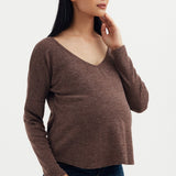 Val V Neck Sweater - Brown | CARRY | Maternity Tops Canada