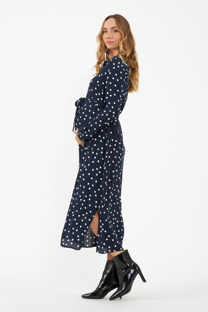 Spot Maternity Shirt Dress (Navy Dot) | Ripe Maternity