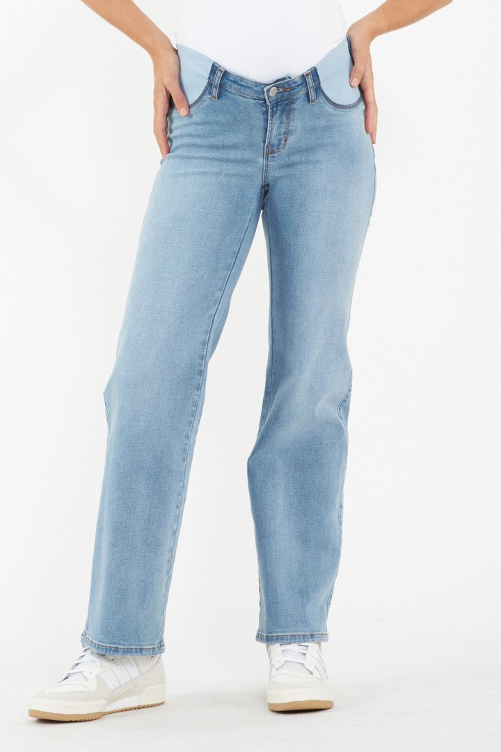 Kyle Light Blue Wide Leg Maternity Jeans | Ripe | CARRY | Toronto Canada