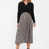 Florence Pleat Maternity Skirt (Black/Dusty Pink) | Ripe Maternity