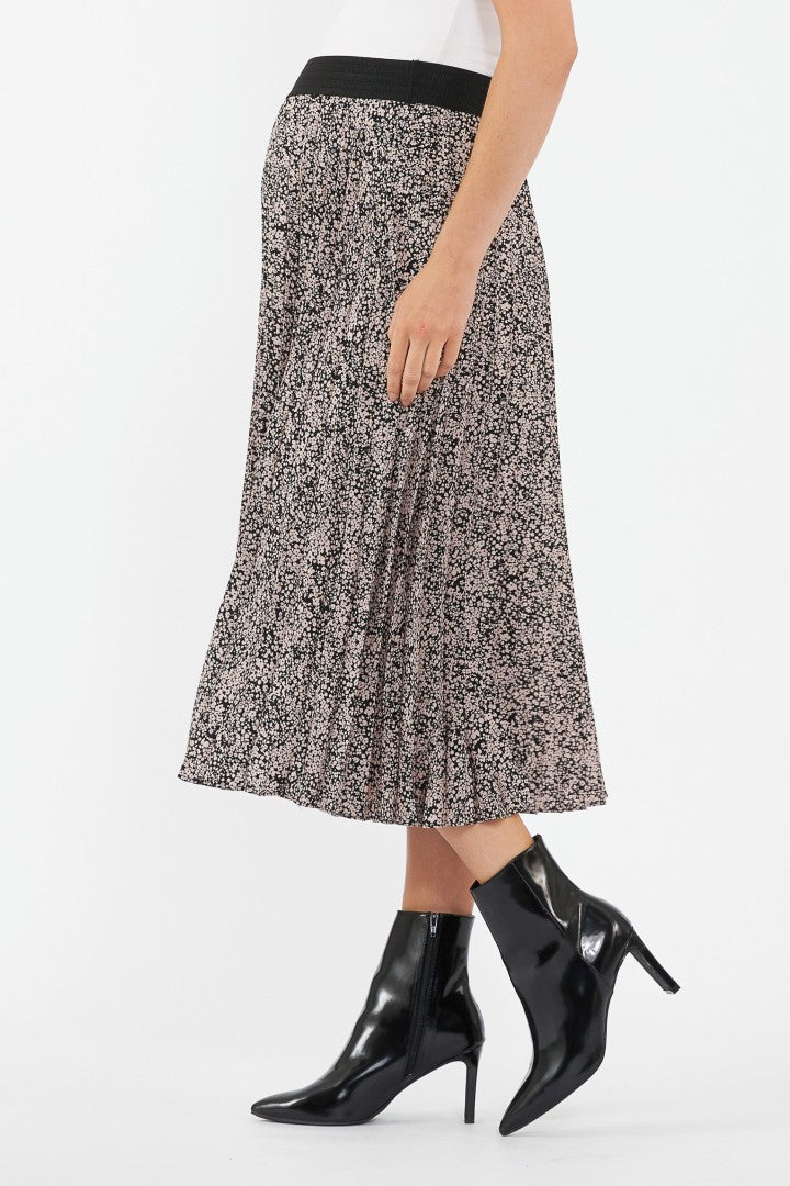 Florence Pleat Maternity Skirt (Black/Dusty Pink) | Ripe Maternity