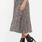 Florence Pleat Maternity Skirt (Black/Dusty Pink) | Ripe Maternity
