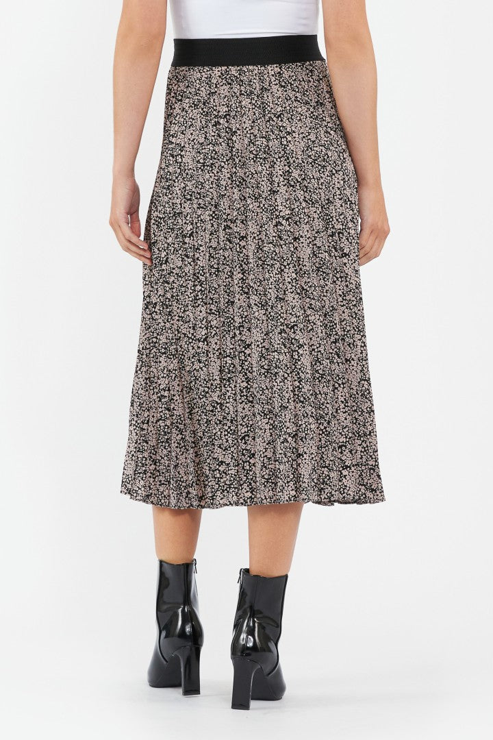 Florence Pleat Maternity Skirt (Black/Dusty Pink) | Ripe Maternity
