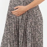 Florence Pleat Maternity Skirt (Black/Dusty Pink) | Ripe Maternity