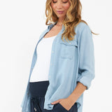 Bec Denim Chambray Maternity Shirt (Clean Fade) | Ripe Maternity