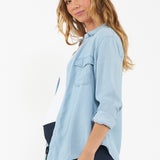 Bec Denim Chambray Maternity Shirt (Clean Fade) | Ripe Maternity