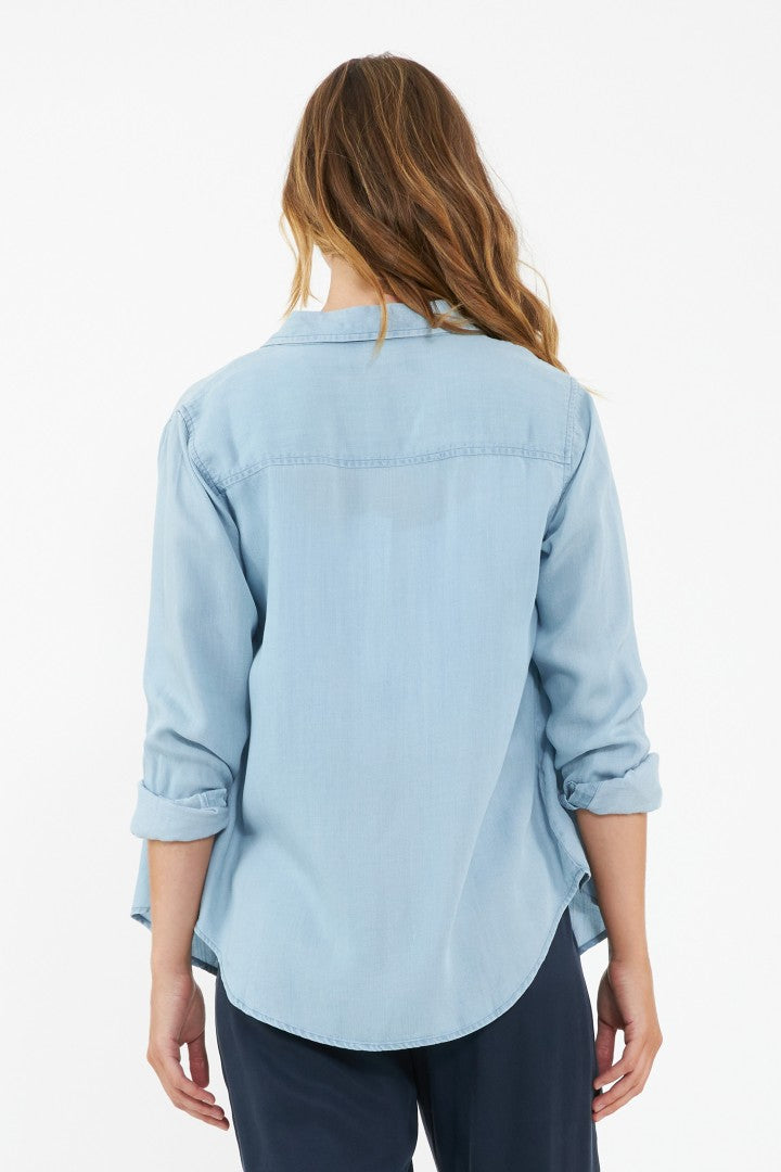 Bec Denim Chambray Maternity Shirt (Clean Fade) | Ripe Maternity