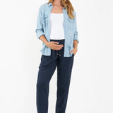 Bec Denim Chambray Maternity Shirt (Clean Fade) | Ripe Maternity