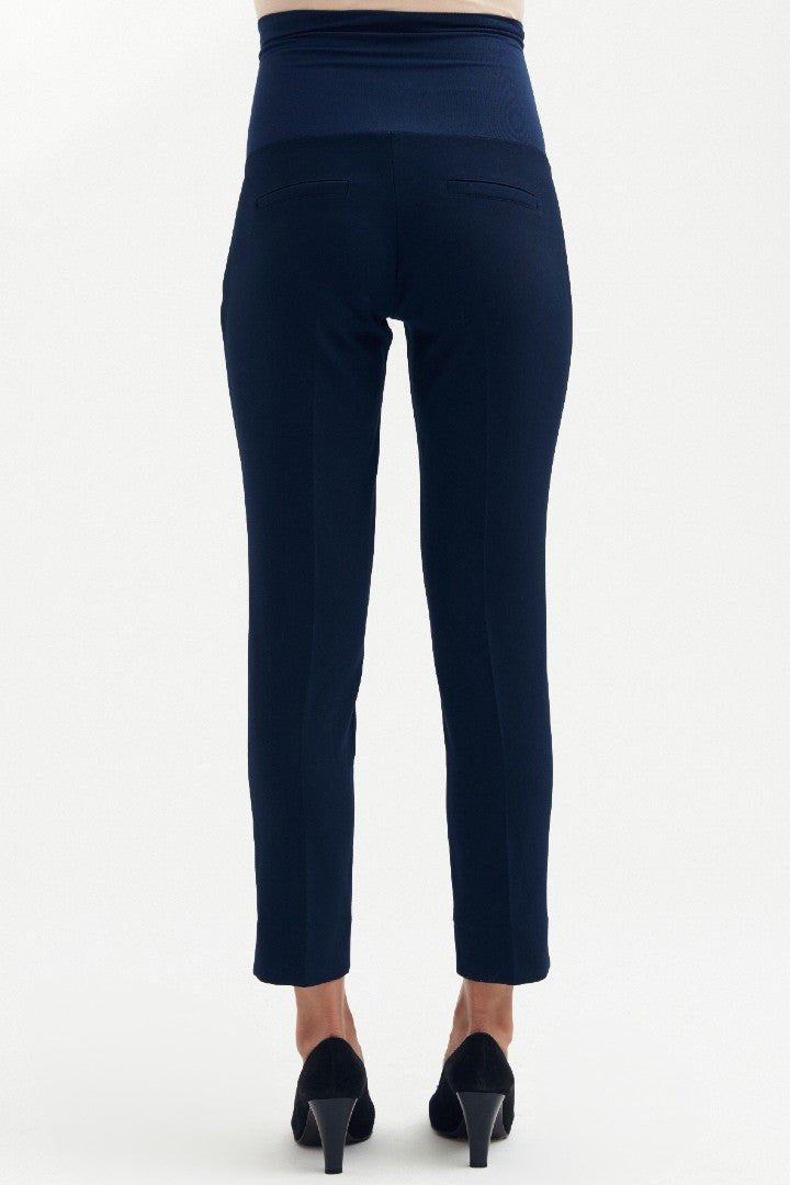 Waffle Slim Fit Ankle Trouser - Navy | CARRY | Maternity Pants Canada