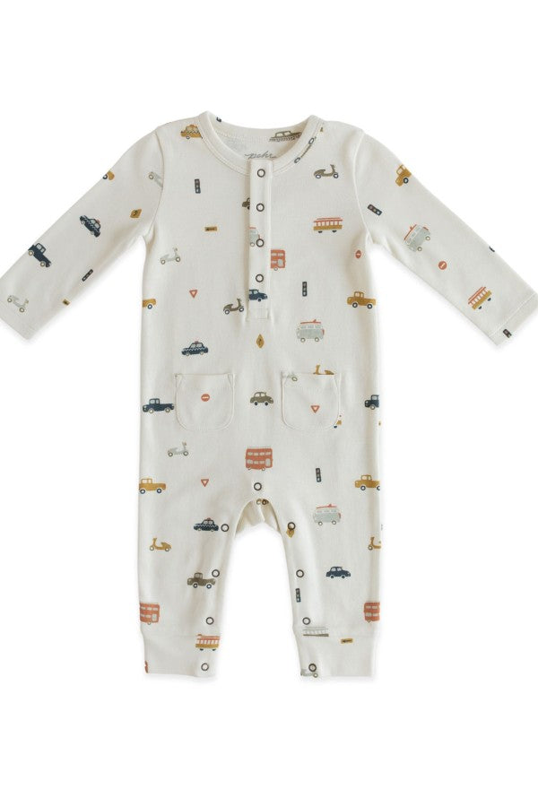 Rush Hour Henley Patch Pocket Romper | Pehr | CARRY | Maternity store