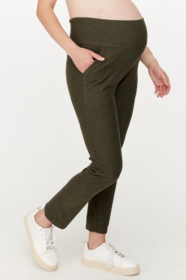 Cozy Fleece Forest Green Maternity Ankle Pant | CARRY | Maternity Store Toronto Canada