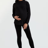 Black Cozy Fleece Side Zip Sweatshirt | CARRY Maternity | Maternity & Nursing Sweaters Canada