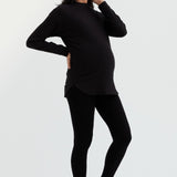 Black Cozy Fleece Side Zip Sweatshirt | CARRY Maternity | Maternity & Nursing Sweaters Canada