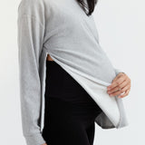 Grey Cozy Fleece Side Zip Sweatshirt | CARRY Maternity | Maternity & Nursing Sweaters Canada