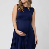 Knife Pleat Blue Maternity Dress | Ripe Maternity | CARRY | Toronto Canada
