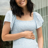 Selma Shirred Dress | Pale Blue | Ripe Maternity | Carry Maternity | Maternity Baby Shower Dresses Canada