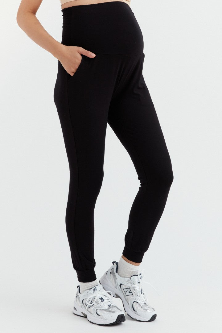 Soft Essential Bamboo Knit Pant | Black | CARRY Maternity | Maternity Pants Canada