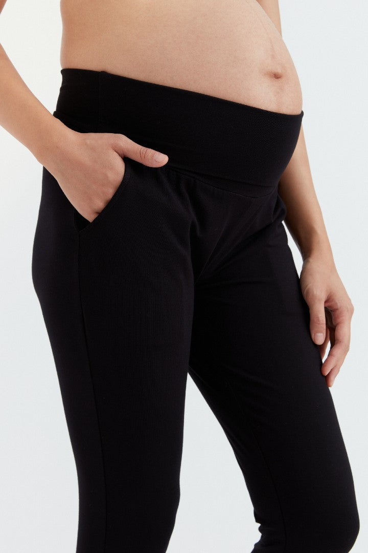 Soft Essential Bamboo Knit Pant | Black | CARRY Maternity | Maternity Pants Canada