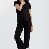 Soft Essential Bamboo Black Knit Wide-Leg Pant | CARRY Maternity | Maternity Pants Toronto Canada