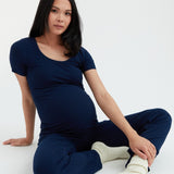 Soft Essential Bamboo Rib Nursing Lounge Set | Navy | Maternity and Nursing Loungewear Canada