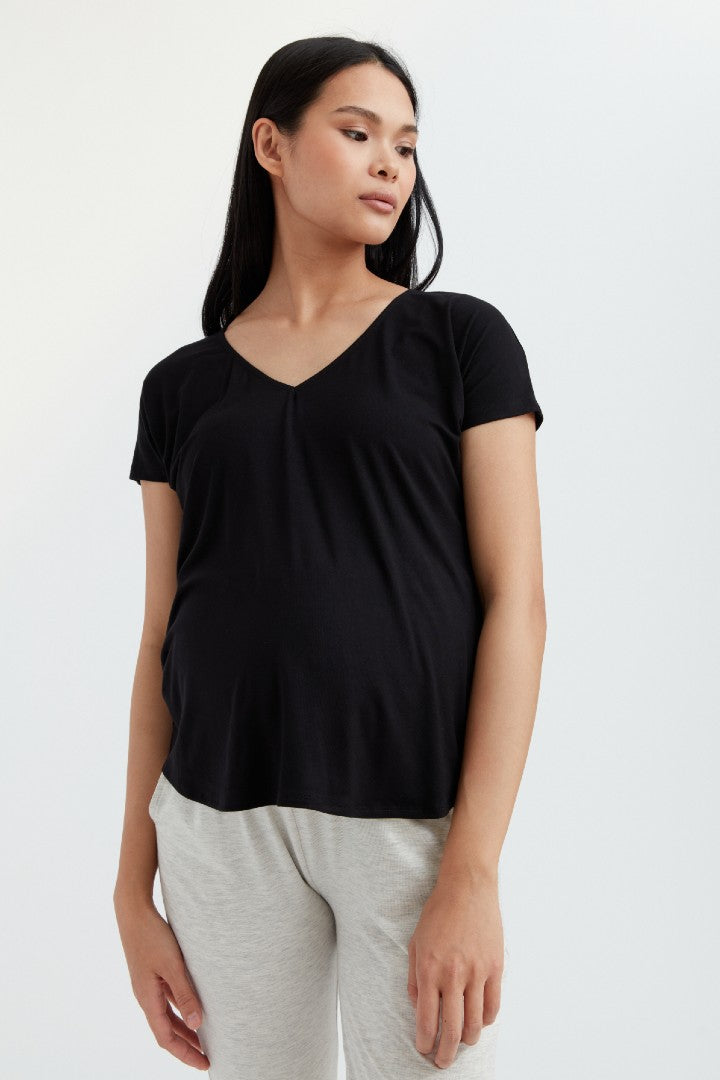 Soft Essential Bamboo Tee | Black | CARRY Maternity | Maternity Tops Canada