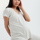 Soft Essential Bamboo Tee | Grey Mix | CARRY Maternity | Maternity Tops Canada