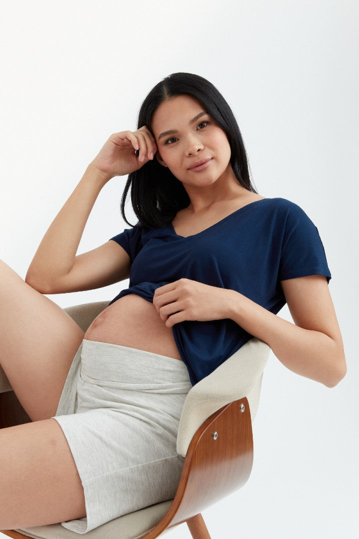 Soft Essential Bamboo Tee | Navy | CARRY Maternity | Maternity Tops Canada