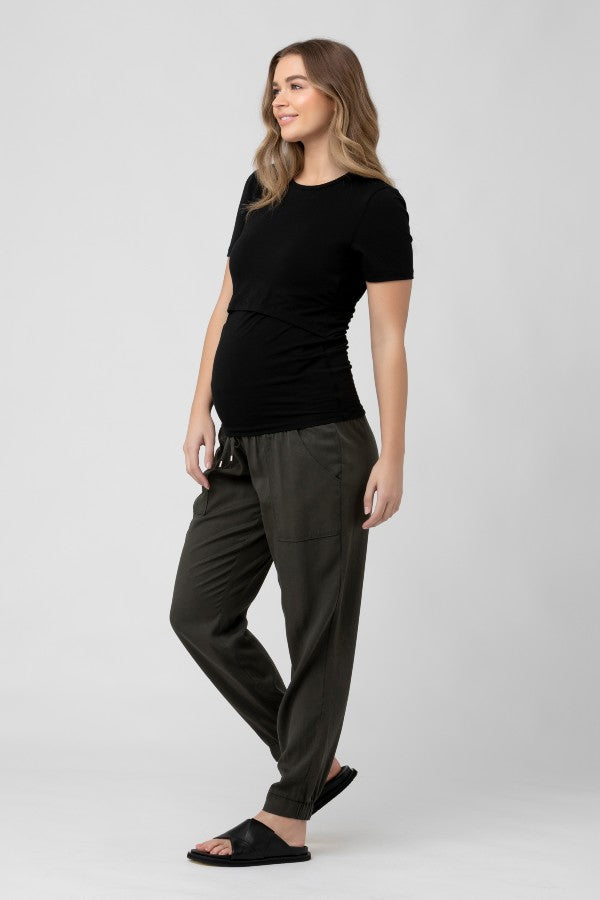 Off Duty Olive Tencel Maternity Pant | Ripe Maternity | CARRY | Toronto Canada