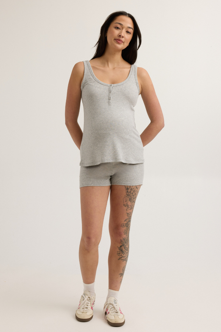 Soft Modal Rib Maternity Short (Grey) | CARRY