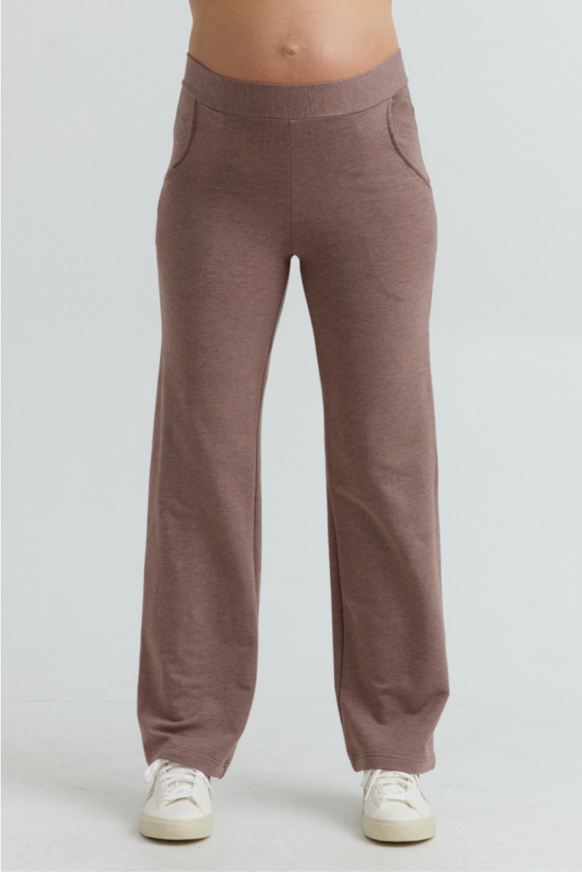 Cozy Fleece Maternity Wide-Leg Pant (Mocha) | CARRY