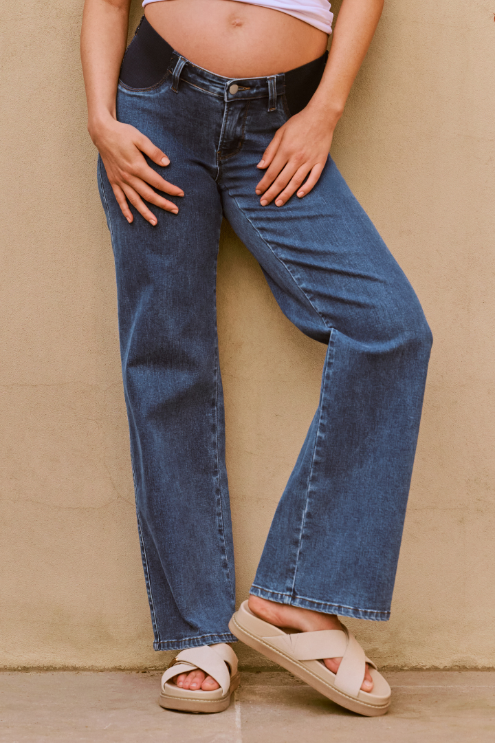 Kyle Wide Leg Maternity Jeans (True Blue) | Ripe Maternity