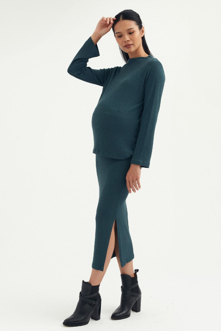 Butter-Soft Knit Skirt - Teal | CARRY | Maternity Skirts Canada