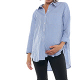 Draw The Line Maternity Shirt (Mid Blue Stripe) | Bae The Label Canada