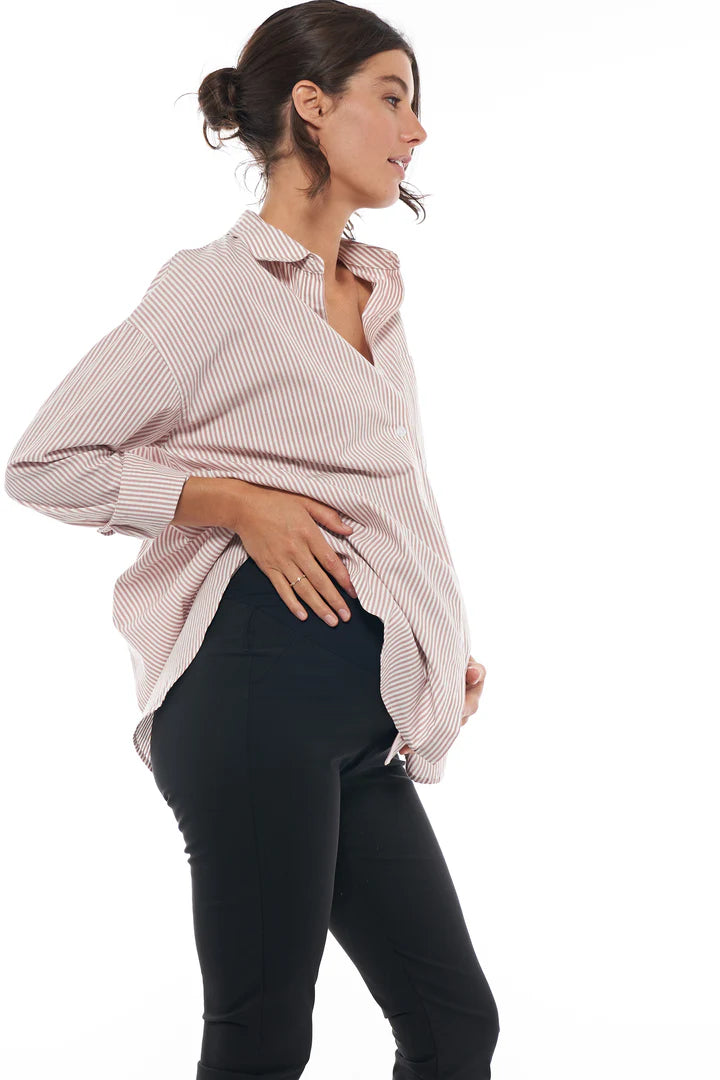 Draw The Line Maternity Shirt (Clay Stripe) | Bae The Label Canada