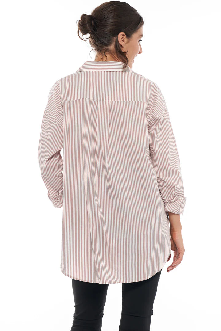 Draw The Line Maternity Shirt (Clay Stripe) | Bae The Label Canada