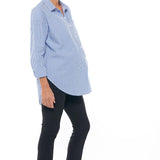 Draw The Line Maternity Shirt (Mid Blue Stripe) | Bae The Label Canada