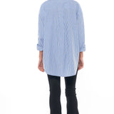 Draw The Line Maternity Shirt (Mid Blue Stripe) | Bae The Label Canada