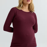 Soft Rib Maternity Long Sleeve Tee (Maroon) | CARRY