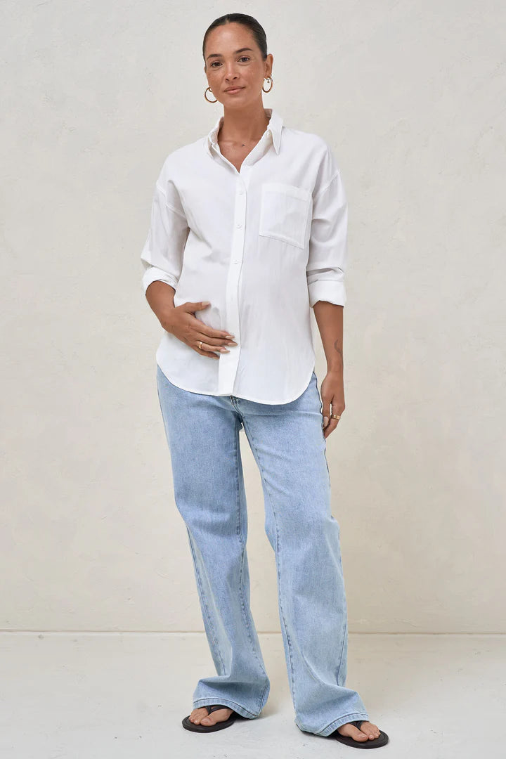 White Maternity Cotton Shirt | Bae The Label