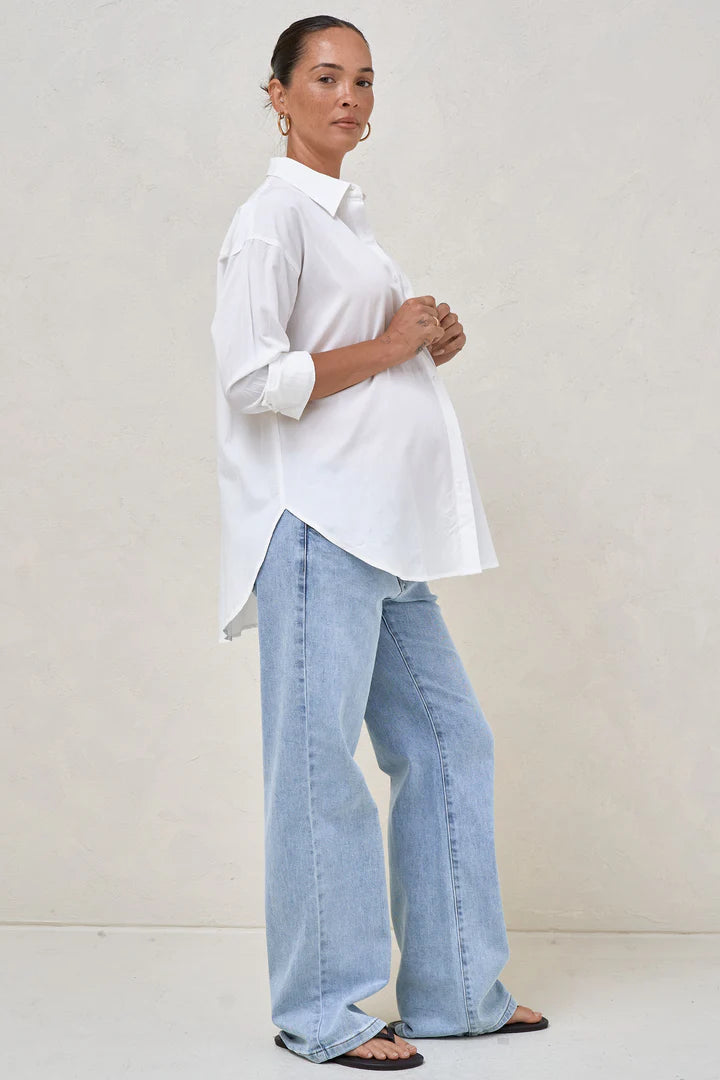 White Maternity Cotton Shirt | Bae The Label