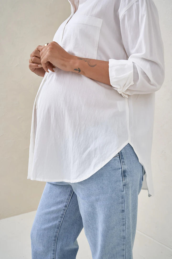 White Maternity Cotton Shirt | Bae The Label