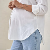 White Maternity Cotton Shirt | Bae The Label