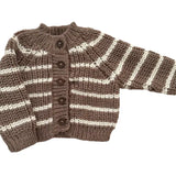 Rib Knit Stripe Baby Cardigan (Tan) | The Blueberry Hill