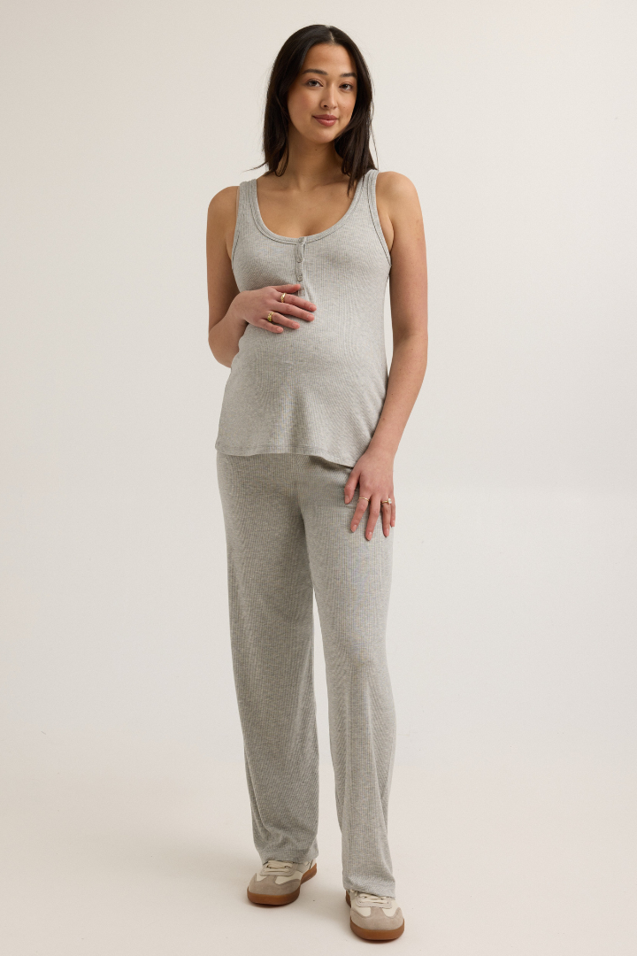 Soft Modal Rib Over Bump Maternity Pant (Grey) | CARRY