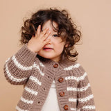 Rib Knit Stripe Baby Cardigan (Tan) | The Blueberry Hill