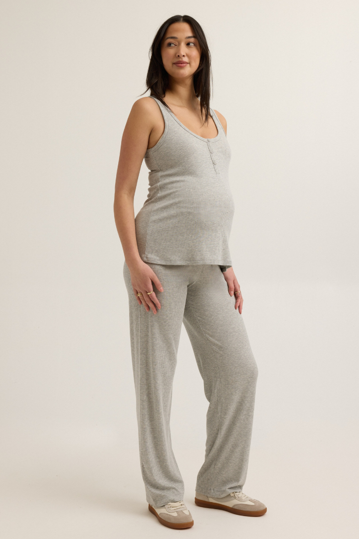 Soft Modal Rib Over Bump Maternity Pant (Grey) | CARRY