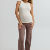 Cozy Fleece Maternity Wide-Leg Pant (Mocha) | CARRY