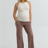 Cozy Fleece Maternity Wide-Leg Pant (Mocha) | CARRY